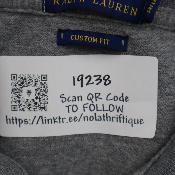 Ralph Lauren Shirt Mens L Gray Custom Fit Chest Button Short Sleeve Collared Top - Picture 16 of 16